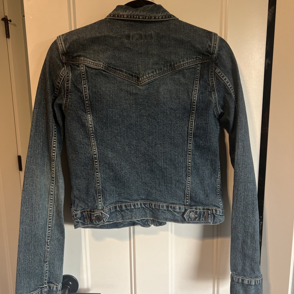 Abercrombie‎ & Fitch Vintage Women's Medium Denim Jean Jacket Trucker Zip Up - Picture 5 of 5